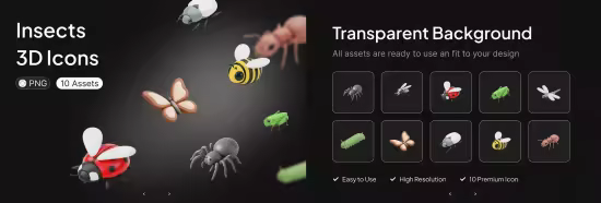 EE - Insects 3D Icons 5KLE2NQ