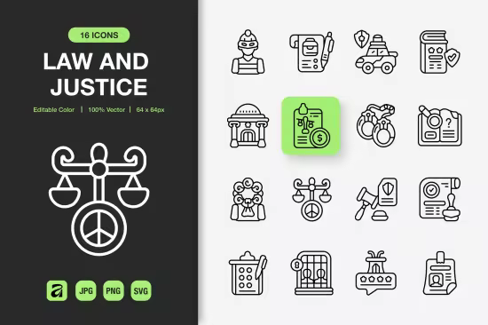 EE - 16 Law and Justice Icons RL75ESY
