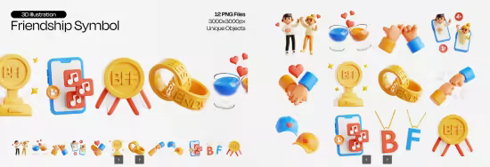 EE - Friendship Symbol 3D Icon Set 84S39FX
