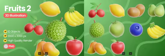 EE - Fruits 2 3D Illustration U77MHXR