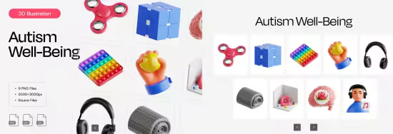 EE - Autism Well-Being 3D Icon Set KZCBHMZ