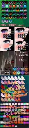 Eyes &amp; Hair Textures (75 Colors)