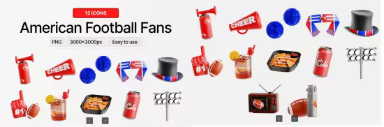 EE - American Football Fans 3D Icon Set E469JED