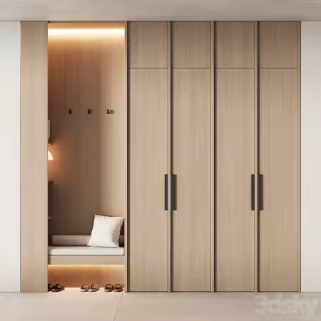 3dsky - 541 hallway zone 14 minimal modular wardeobe with seating niche 6987536 - 3D Model