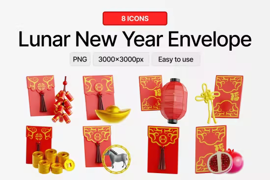 EE - Lunar New Year Envelope 3D Icon Set 5EKQ3C8