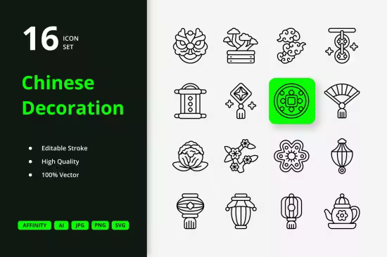 EE - Chinese Decoration Icons FJAGK8Q
