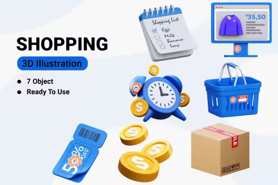 EE - Shopping 3D Icon Illustration 3F5JK7M
