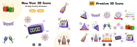 EE - New Year 3D Icons BJWZQ3K