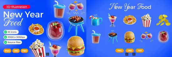 EE - New Year Food 3D Icon Set YQ7VK72