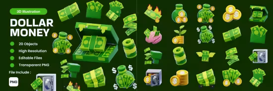 EE - Dollar Money 3D Illustration NCRFHDY