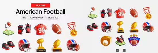 EE - American Football 3D Icon Set 79XGG2L
