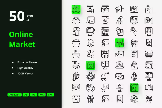 EE - Online Market Icons R5W8XBL