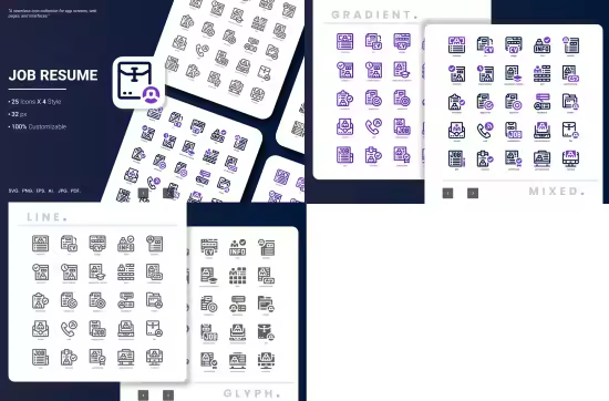 EE - Job Resume Icon Pack YLVKC3T