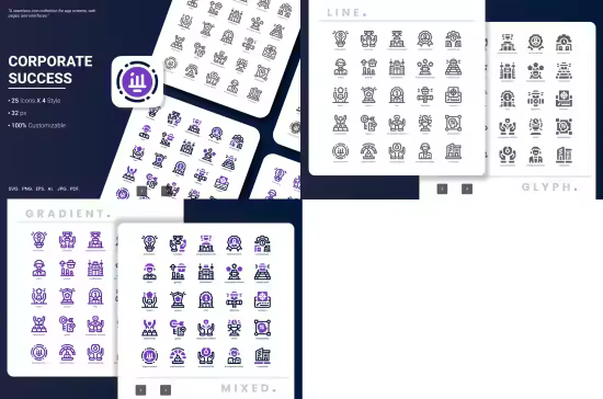 EE - Corporate Success Icon Pack LM2588N