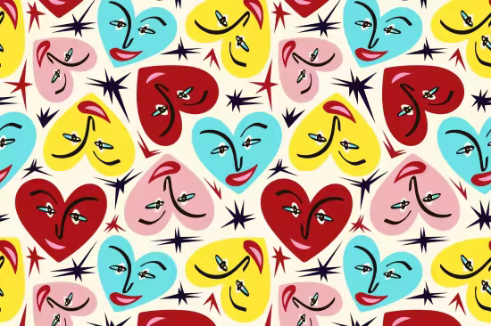 EE - Bright Pattern wtih Comic Hearts KPL8FNZ