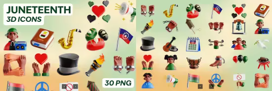 EE - Juneteenth 3D Icon Set XE2QMCJ