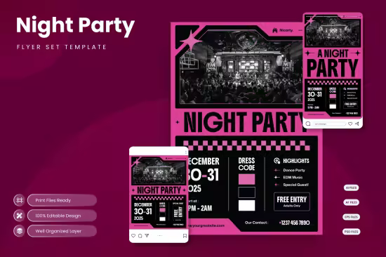 EE - Night Party Flyer Set E5FD6W5