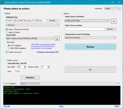 Windows Backup &amp; Restore Tool 3.0.0