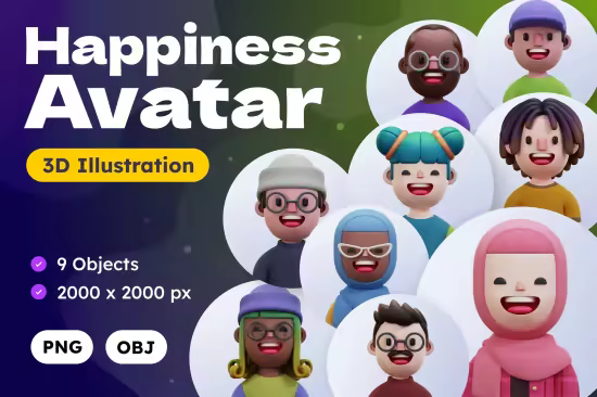 EE - Happiness Avatar 3D Illustrations 95QY9QW