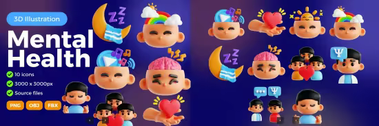 EE - Mental Health 3D Icon Set ZQZPKTB