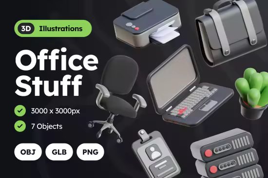 EE - 3D Office Stuff Illustrations DMWPX4P