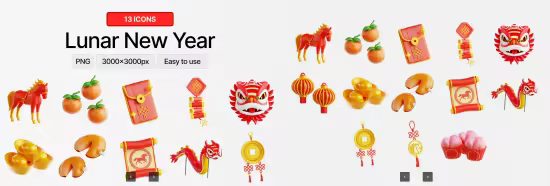 EE - Lunar New Year 3D Icon Set M35M2BV