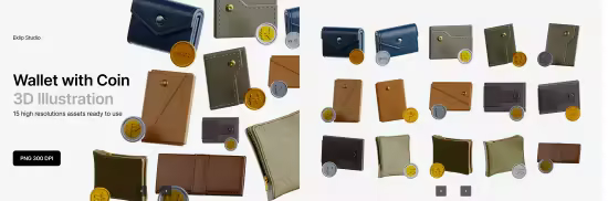 EE - Wallet with Coin 3D Icon Set S4XZPTG