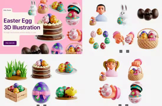 EE - Easter Egg 3D Icon Set 546YBCL