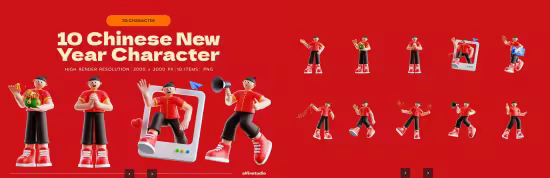 EE - Chinese New Year Character 3D Illustrations YSN2UDH