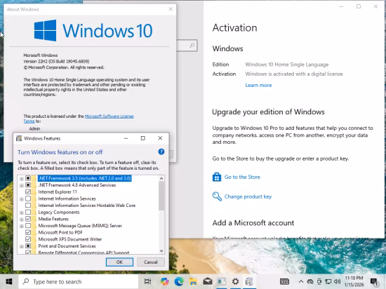 Windows 10 22H2 build 19045.6809 Preactivated January 2026