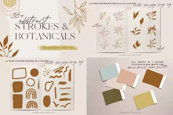 Abstract Brush Strokes &amp; Botanicals Pack