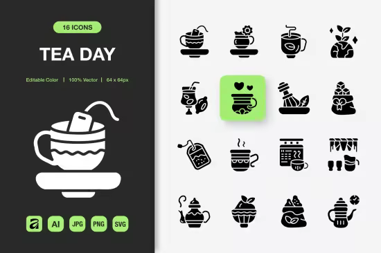 EE - Tea Day Solid Icons 4V4L9FJ