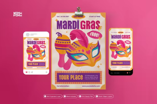 EE - Mardi Gras Purple - Flyer Set N8A7N2J