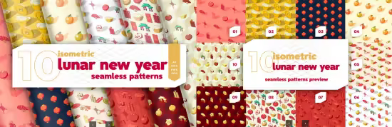EE - Isometric Lunar New Year Seamless Patterns L3PH8R5