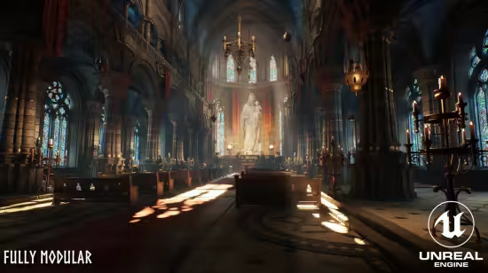 Unreal Engine Marketplace - Modular Cathedral (Gothic Cathedral, Modular Cathedral, Victorian Cathedral) (5.3 – 5.7)