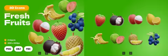 EE - Fresh Fruits 3D Illustrations DKFBLM8