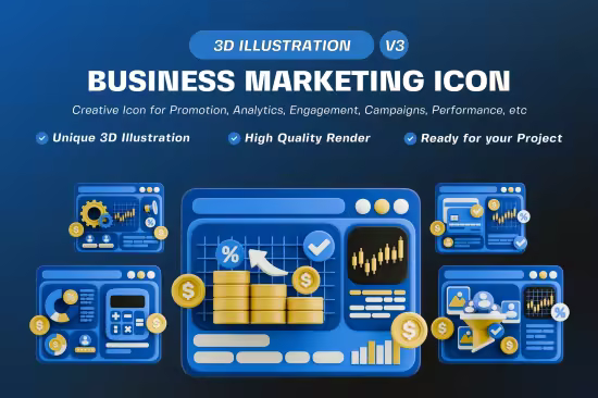 EE - Business Marketing Icon 3D Illustration Pack V3 KCE8U37