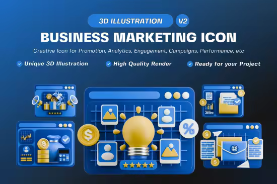 EE - Business Marketing Icon 3D Illustration Pack V2 T88B3GF