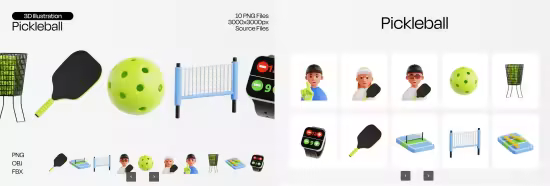EE - Pickleball 3D Icon Set C5ANZ7Z