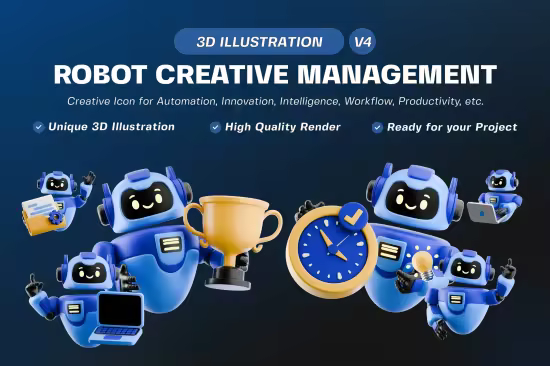 EE - Robot Creative Management 3D Illustration Pack V4 MLGBGJ4