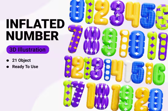 EE - Inflated Number 3D Illustration 8SXANAD