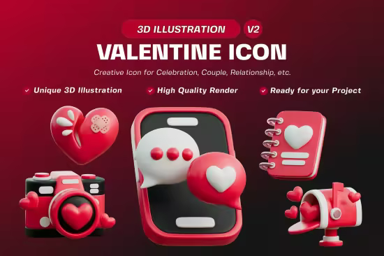 EE - Valentine Icon 3D Illustration Pack V2 9Z5C9EJ