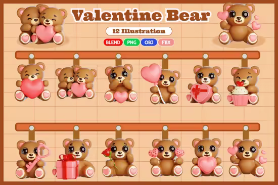 EE - Valentine Bear 3D Illustration SCGZPLD