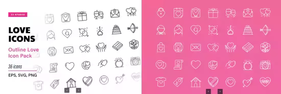 EE - Love &amp; Heart Outline Icon Pack SZPQX3D