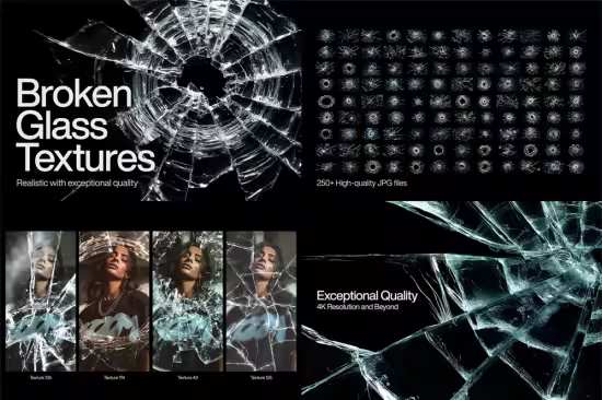 Broken Glass Textures &amp; Overlays for Photoshop