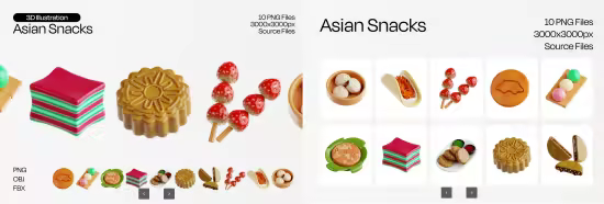 EE - Asian Snacks 3D Icon Set 8CLCY2S