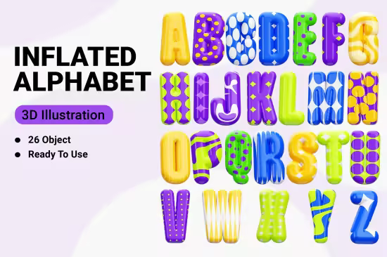 EE - Inflated Alphabet 3D Icon Illustration AGQLCFU