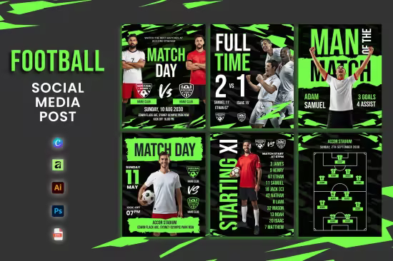 EE - Green Contrast Soccer Football Social Media 9PJWZDU