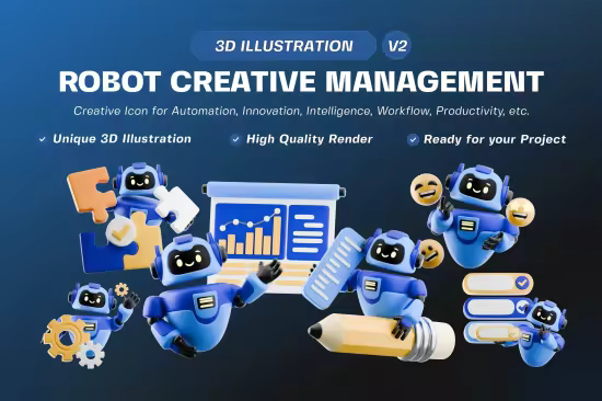 EE - Robot Creative Management 3D Illustration Pack V2 Z9WQNEV