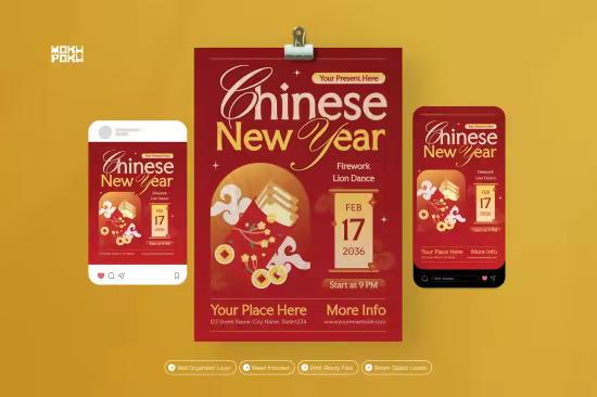 EE - Red Chinese New Year - Flyer Set GKQB4XD
